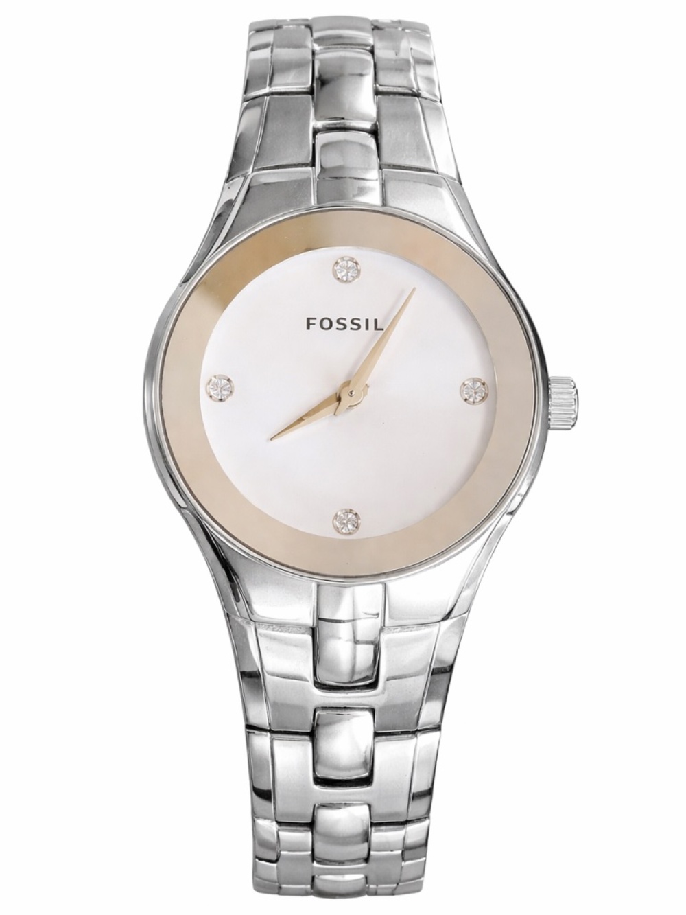 Fossil Arkitekt Stainless Steel Watch MOP Dial Crystal :box/New Battery Uni Sex.